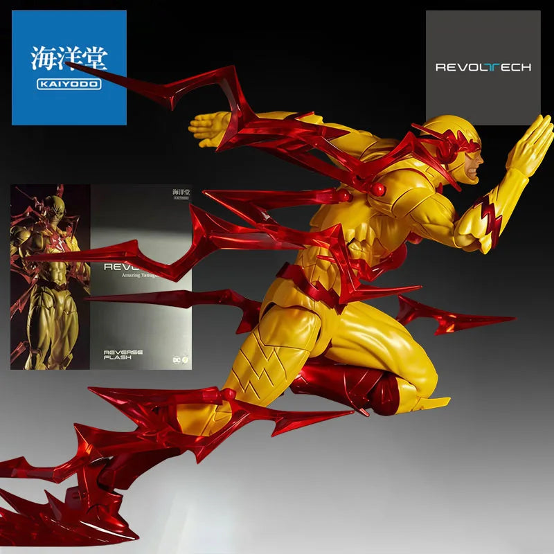 KAIYODO Genuine Revoltech Anime Figure Reverse Flash & The Flash Action Figure Toy for Boy Kids Gift Collectible Model Ornaments