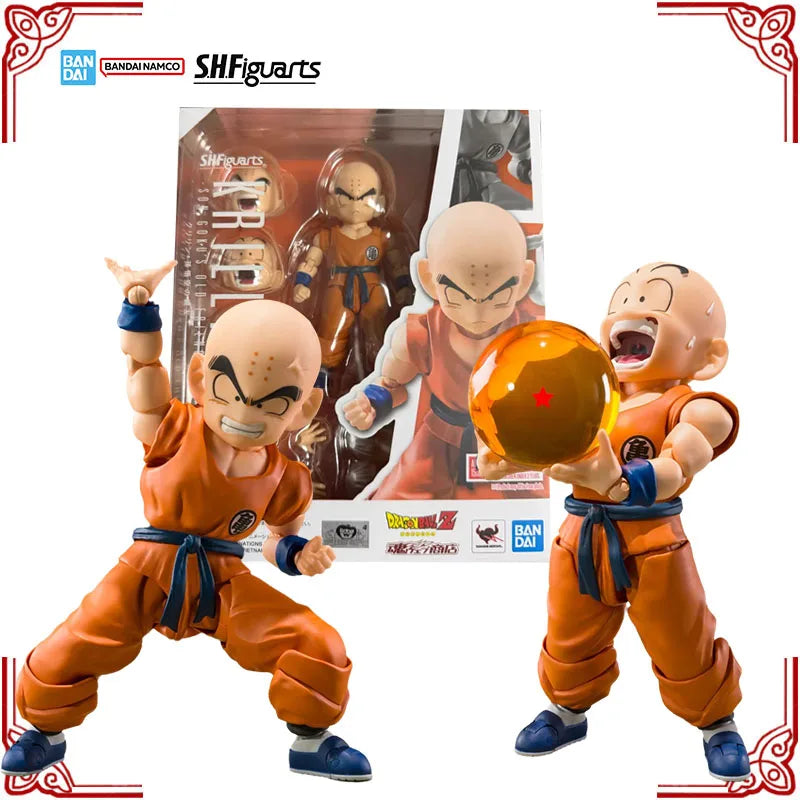 In Stock Genuine Bandai Dragon Ball Z Model Kit SHF Krillin Son Goku’s Old Friend Anime Action Figure Collection Finished Model