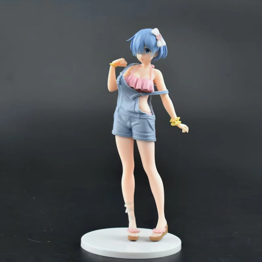 Anime Figure Rem Ram Emilya Cuter Case Model Q Version Collectible Static PVC Model from Zero Begining in Another World Life