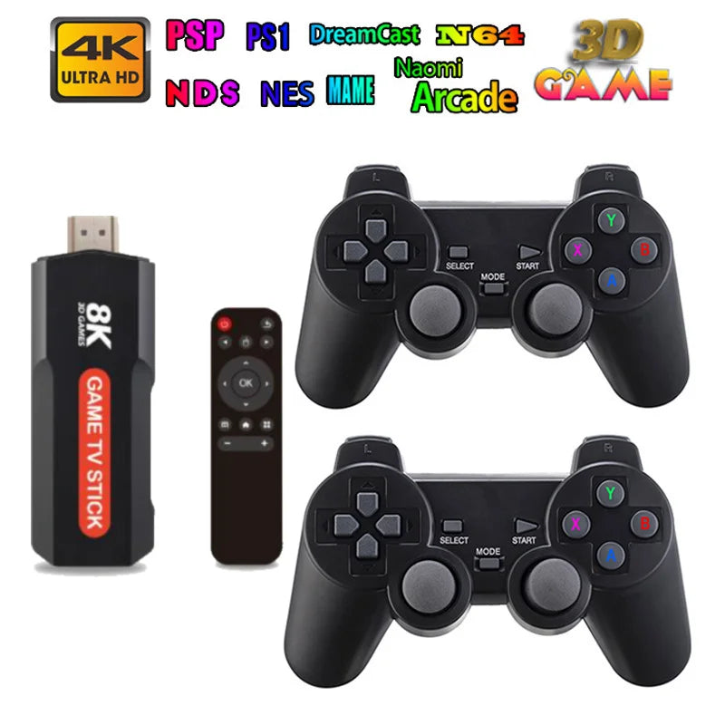 Q9 Retro Video Handheld Game Console 2.4G Dual Wireless Gamepads Retro Game Stick 8K 64G Classica Retro Game Two Player