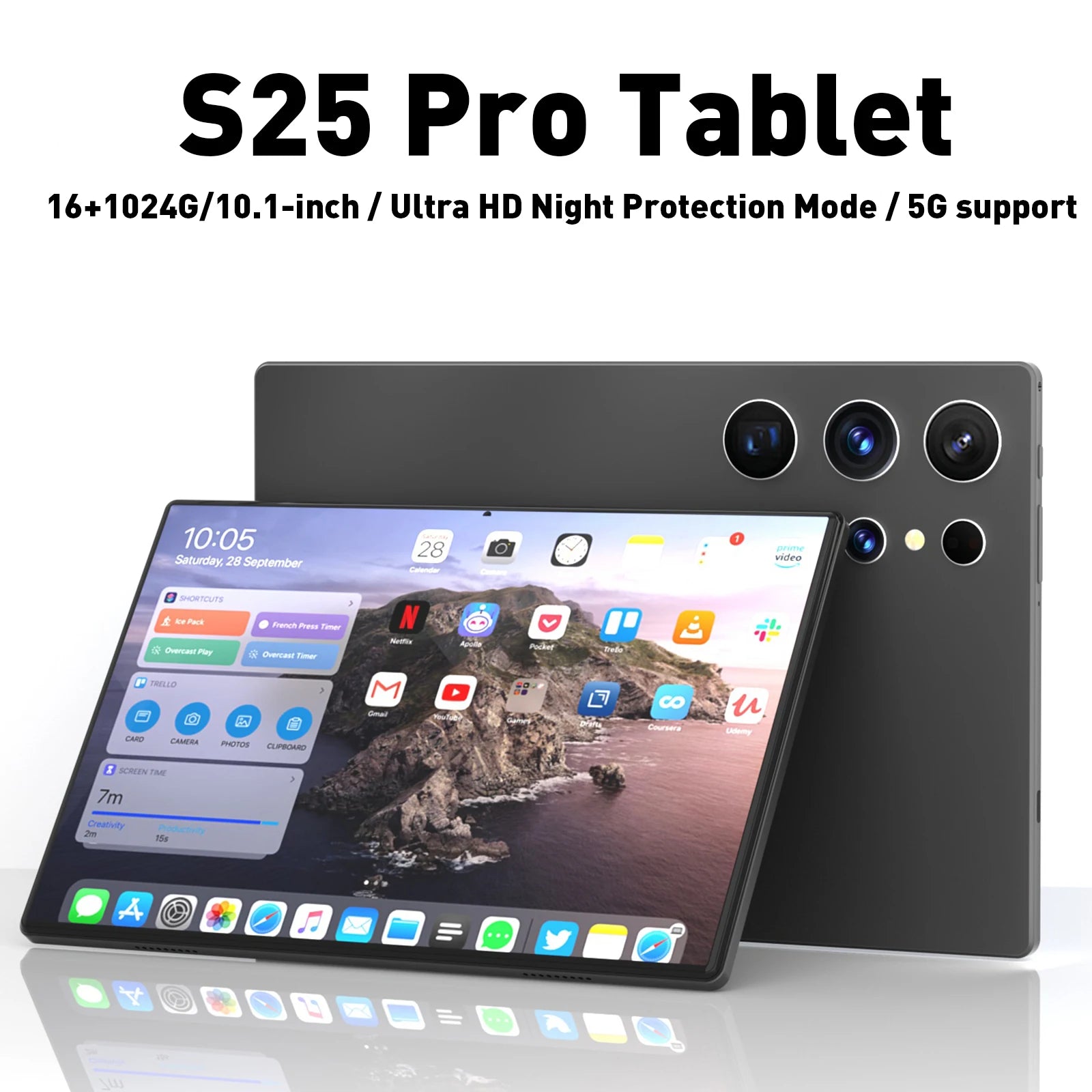 Нов, горещо продаван таблет S25 Pro 10.1 инча, 4K, цял екран, 16GB, 1TB, Snapdragon 8 Gen2, Android 14 Global Edition
