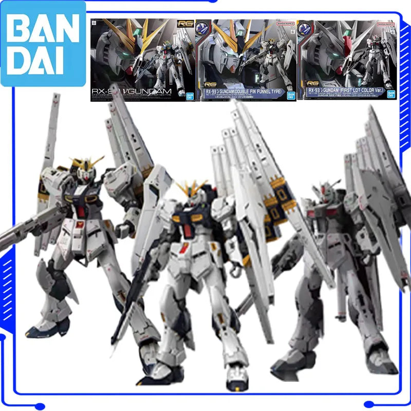 Bandai Genuine GUNDAM RG 32 1/144 Action Anime Figure RX-93 V GUNDAM Assemble Toy for Boys Girls Kids Gift Collectible Model