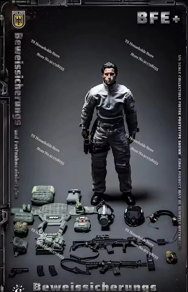 KT8008 1/6 BFE+ Counter Terrorism PolIze Force Cloth Man Action Figure Mini Static Rifle Model Ornament 12" Full Set Soldier