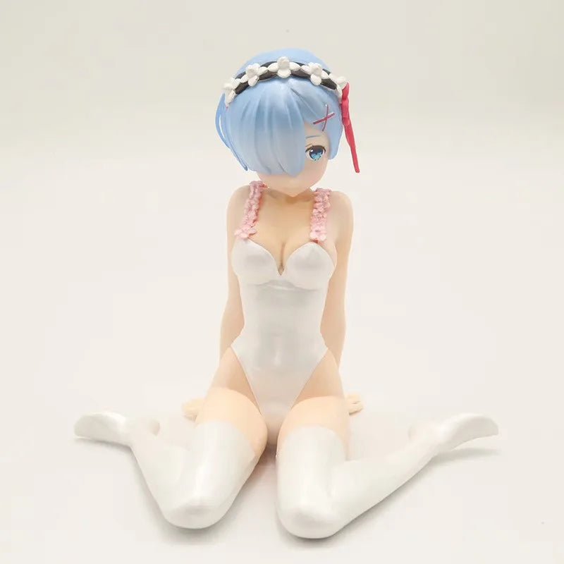 Anime Sword Art Online Yuuki Asuna Sexy Girl PVC Figure Model Striped Kneeling Swimsuit Phone Holder Fans Collectible Toy Doll