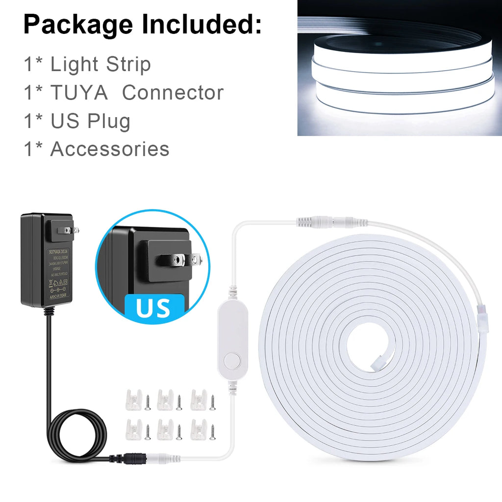 Tuya Smart WiFi APP DC 24V COB Light LED Strip Neon Silica Gel Tape Backlight DIY Home Decoration work with Alexa Google Home