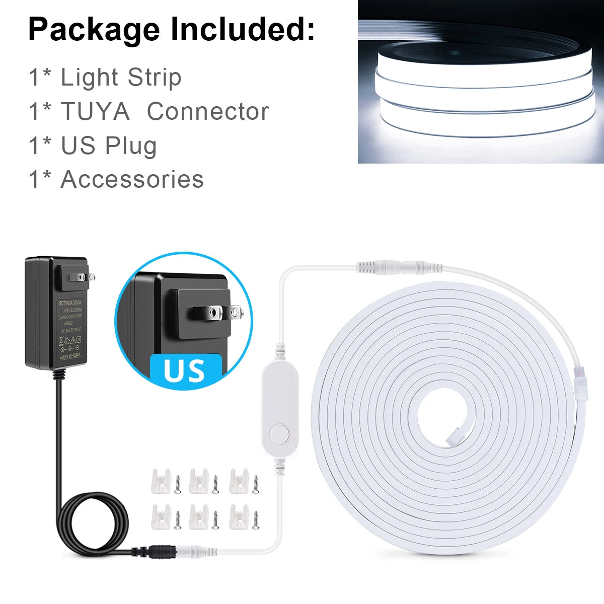 Tuya Smart WiFi APP DC 24V COB Light LED Strip Neon Silica Gel Tape Backlight DIY Home Decoration work with Alexa Google Home
