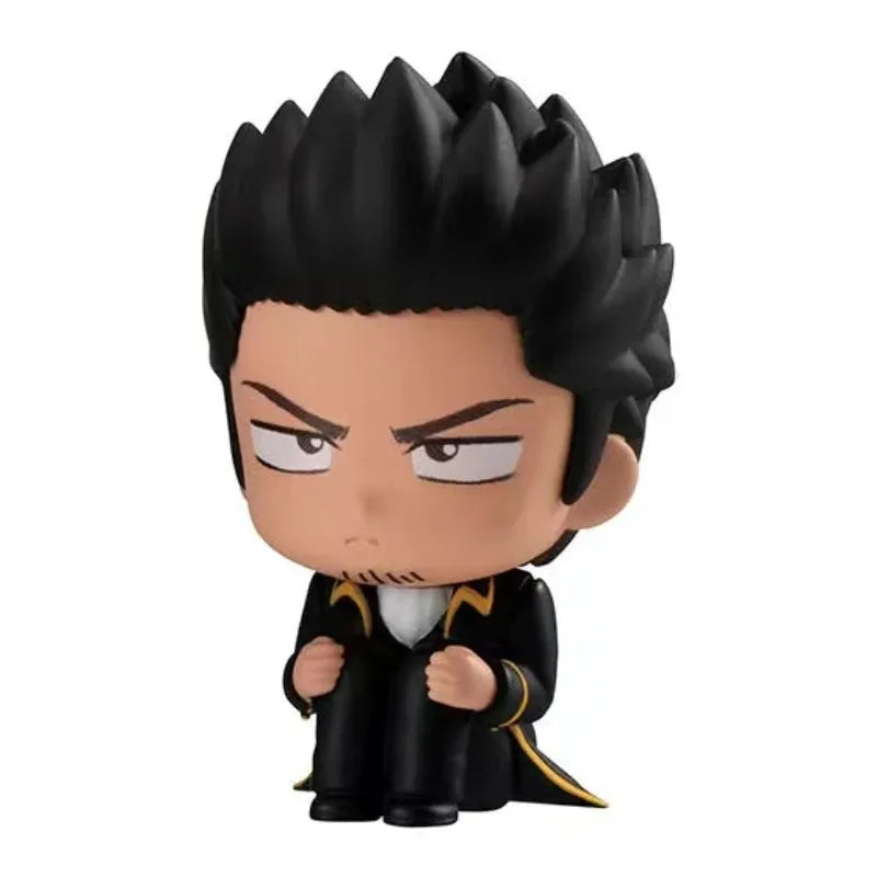 In Stock BANDAI Gintama Action Figures Model Sakata Gintoki Hijikata Toushirou Okita Sougo Gashapon Sitting Series02 Original