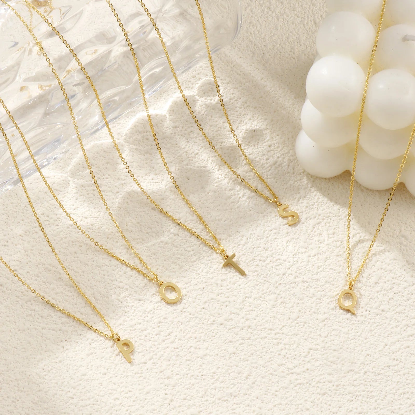 Brass " A-Z " Minimalist Capital Pendant Necklace 18K Real Gold Plated Alphabet Initial Letter Name Jewelry For Women Gift