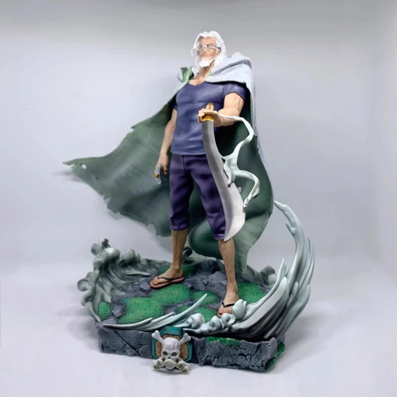 One Piece 32cm Silvers Rayleigh Action Figures Model Kit Anime Peripheral GK Toy Statue Holding Sword Desktop Ornament Boy Gift
