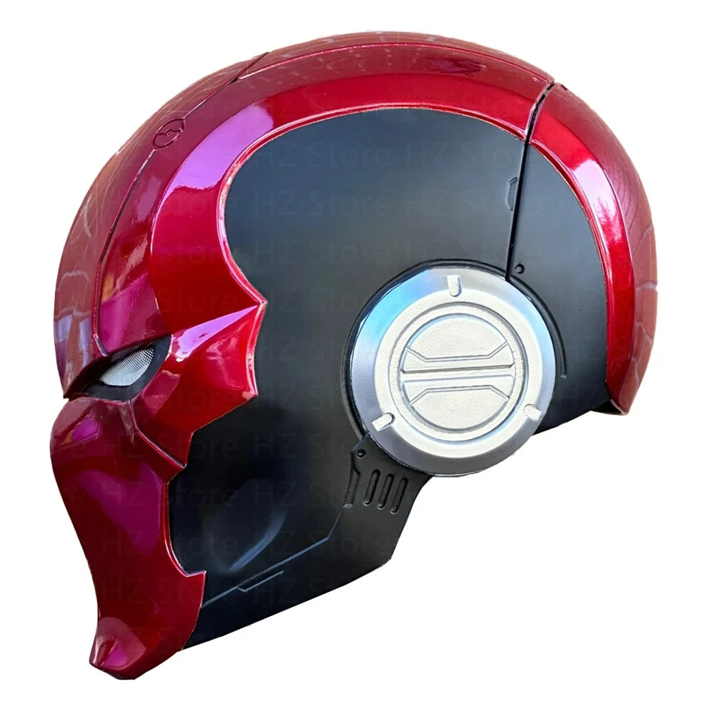 Arkham Knight Mask with Light Eyes Red Hood Gothan Helmet Halloween Cosplay Masque Fiberglass Flipping Mold Non 3D Printing Gift