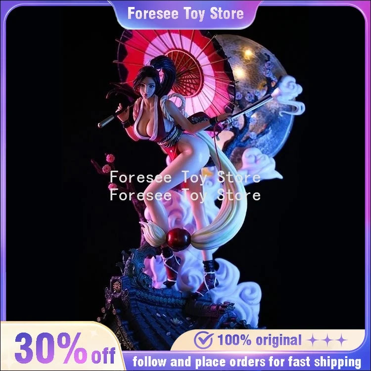 61cm Mai Shiranui Figure The King of Fighters XIV Anime Figures Beautiful Girl Light-up Desktop Decorations Best Gifts for Boys
