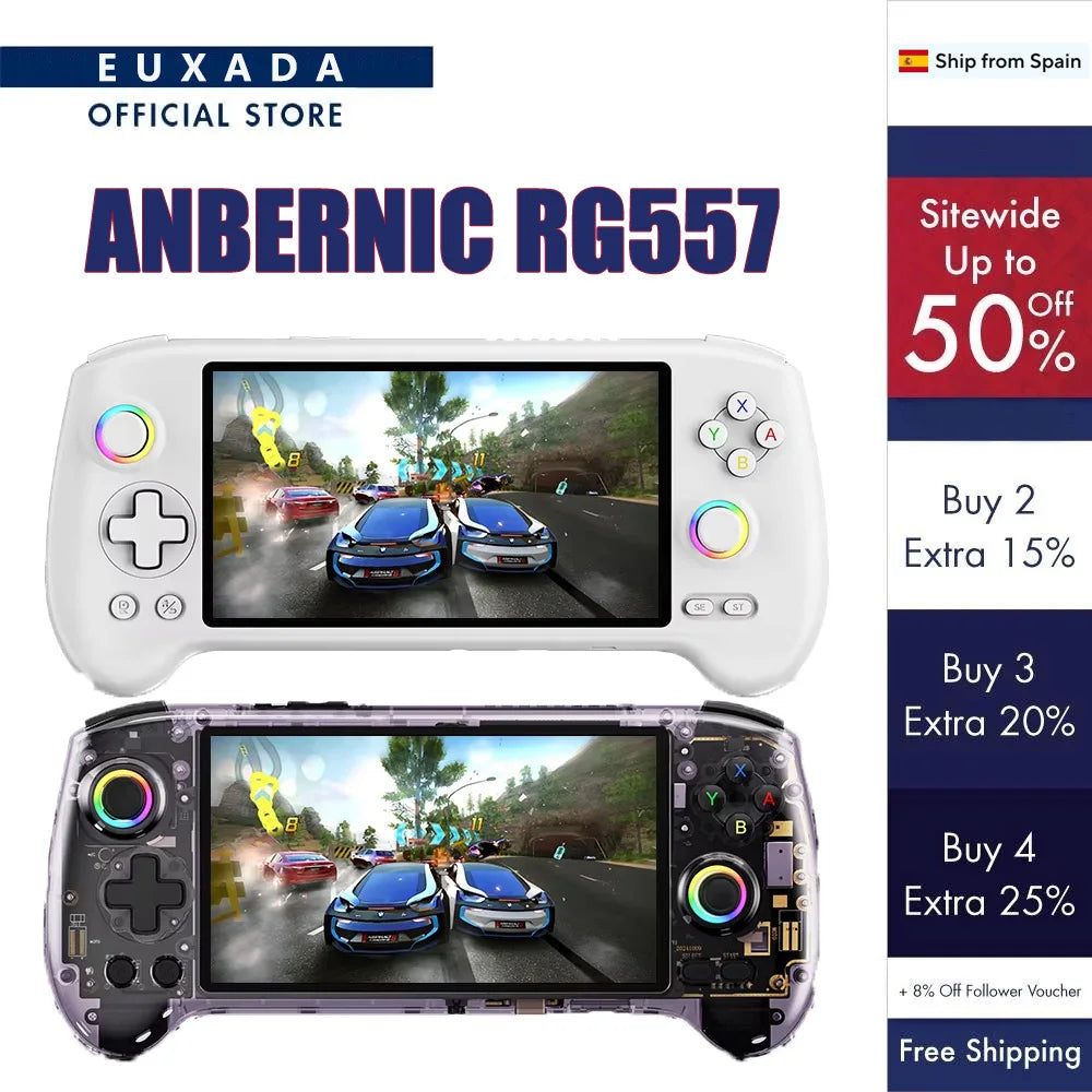 ANBERNIC RG557 Handheld Game Console RG556 Video Gaming Player 5.48" AMOLED Screen 1920*1080 Android 14 WIFI Bluetooth 5.3