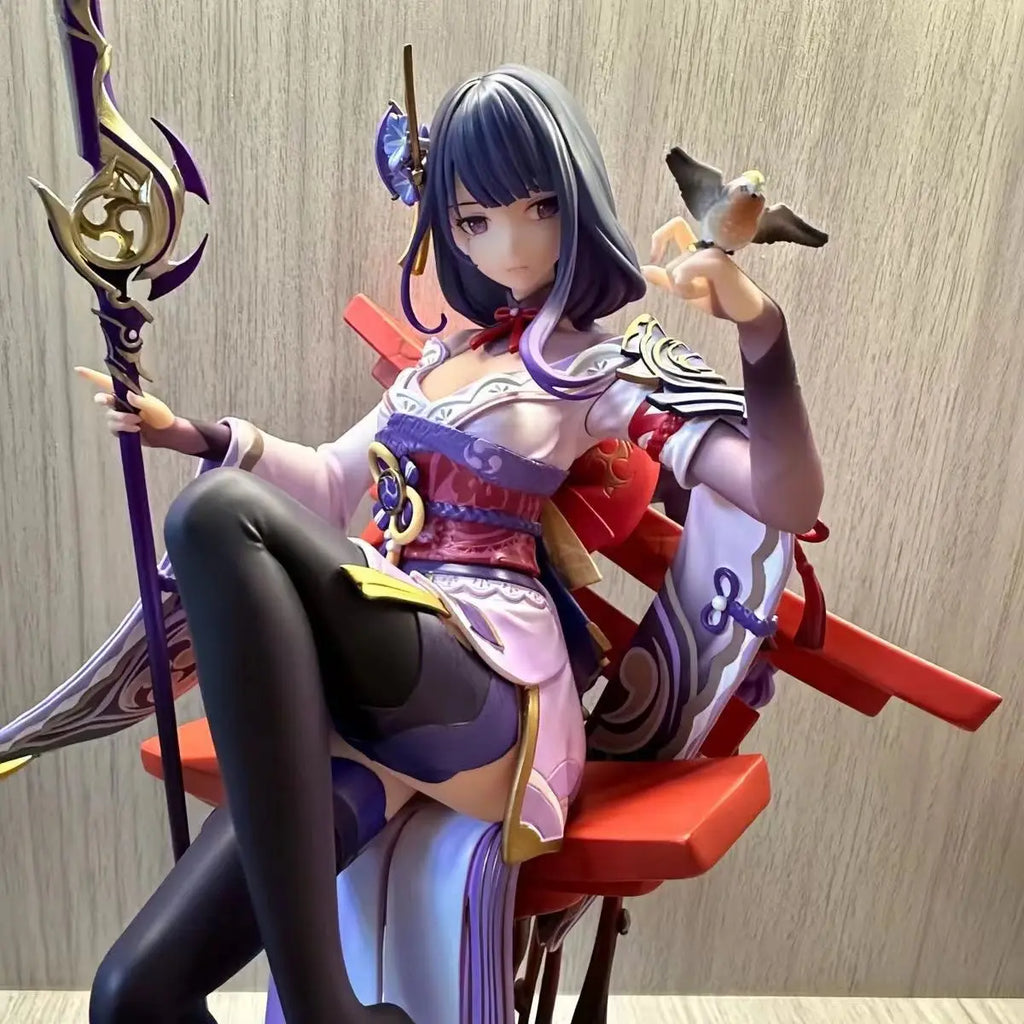 Game Genshin Impact Figure Raiden Shogun Figures Sexy Girl Beelzebul Figurine Pvc Sitting Posture Collection Statue Toys Gift
