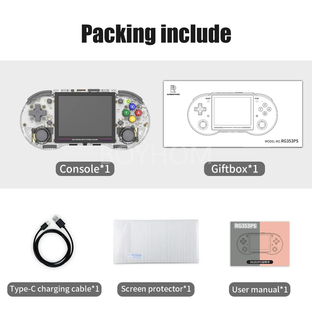 RG353PS Retro Handheld Game Console 3.5 Inch IPS Screen Linux System RK3566 Chip 128G TF Card Preinstalled 20000 Games