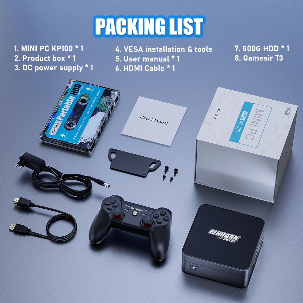 KINHANK Super Console KP100 Videospielkonsole 16 GB DDR5 Batocera 100.000+ Spiele 70+ Emulatoren für SS/WII/GC/MAME/PS3/PS2/Arcade