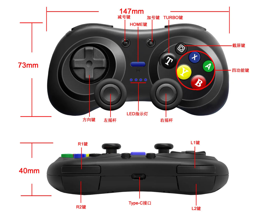 Wireless Gamepad for Nintendo Switch PC Windows Game Console Controller Joystick with Dual Motor Turbo 6-axis Vibration Gamepad