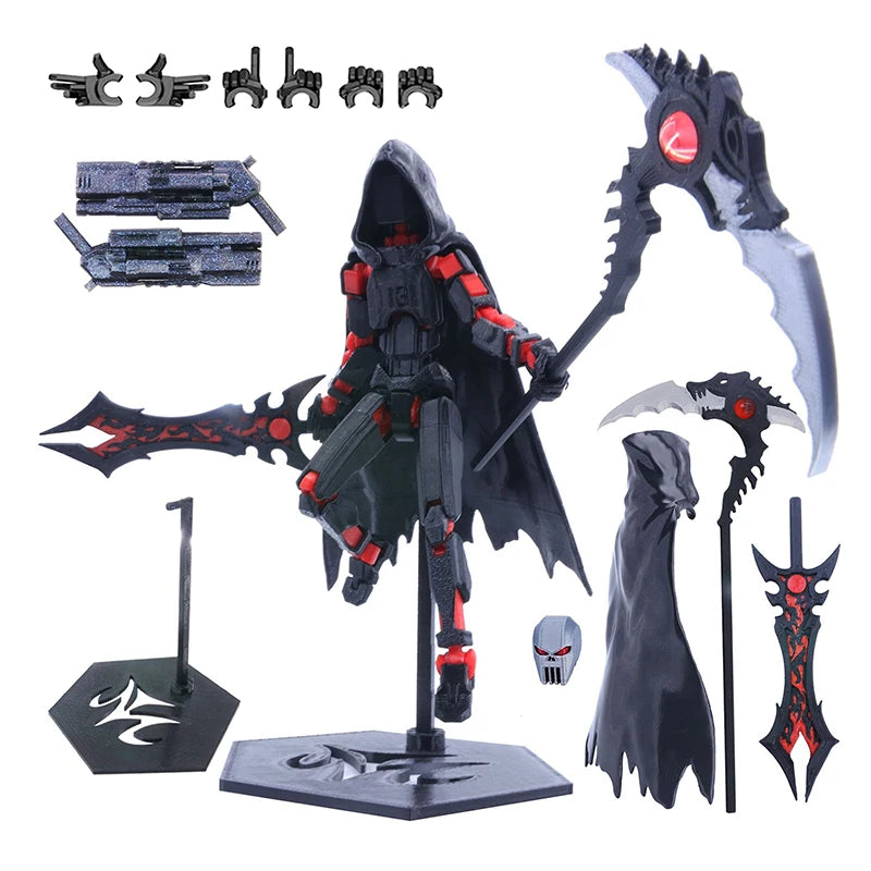 T13 Actionfiguren-Set, Dummy 13, beweglicher Roboter mit Todesskelett, Death-Actionfigur mit Umhang, Lucky 13, Sammler-Actionfigur