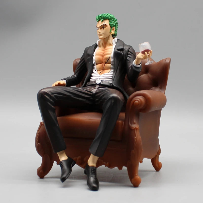 Anime Roronoa Zoro Sofa Figure One Piece Gk Figure Suit Sanji Action Figure Sofa Sitting Model 15cm PVC Collectible Statue Toy