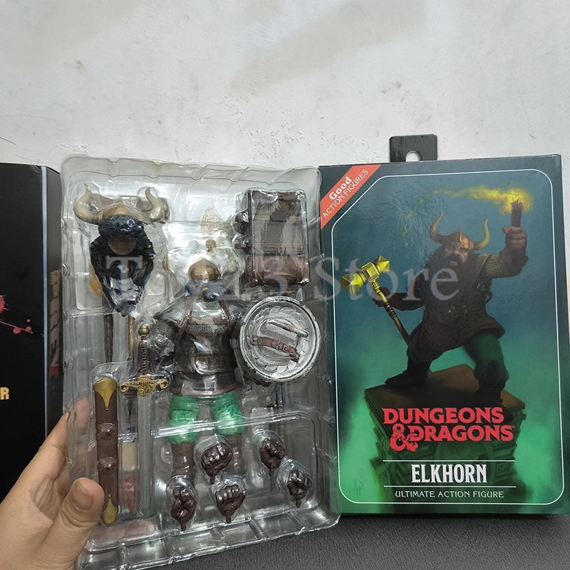 Neca Dragon And Dungeon Anime Figure Dwarf Warrior Elkhorn Action Figures Handheld Model Toy Collectible Christmas Gifts