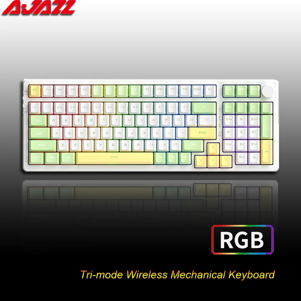 AJAZZ AK992 Mechanische Gaming-Tastatur RGB 100 Tasten Hot-Swap-Tastatur 5.0 Bluetooth Wireless 2.4G USB für PC Gamer Desktop