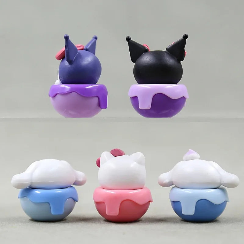 Sanrio Hello Kitty Mini Decoration Doll Anime Figure Kuromi Q Figural Cute Toy Car Cake Decoration Model Children Birthday Gifts