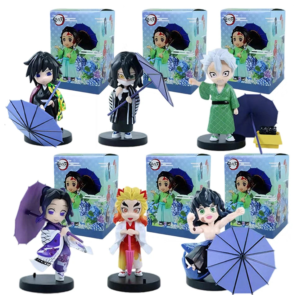 In stock 12cm kawaii  Demon Slayer Plum Rain Series with Box Handmade Model no Yaiba Kamado Nezuko Action Figure Ornament Gift