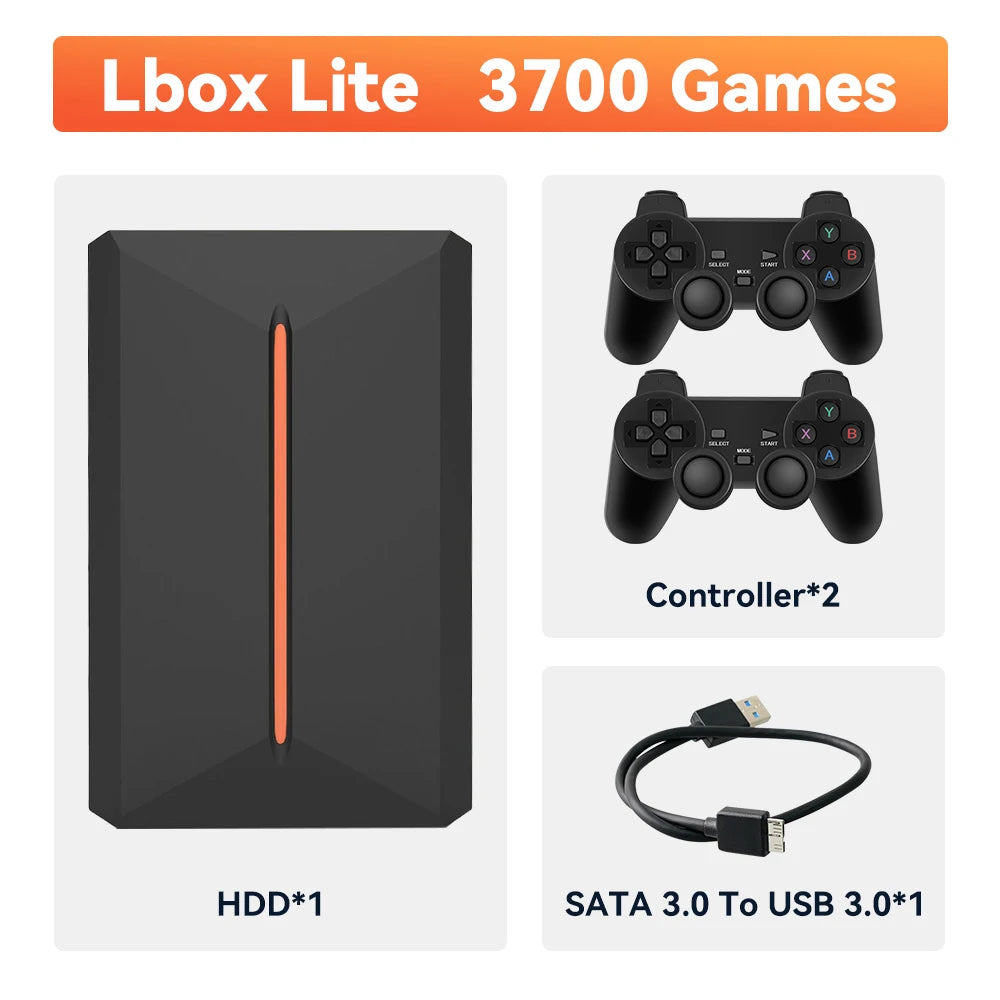 Lbox 500G Retro Game Hard Drive With 3700+Games Launchbox Retro Game Console for PS4/PS3/PS1/Switch/WII/Sega Saturn/N64 For PC