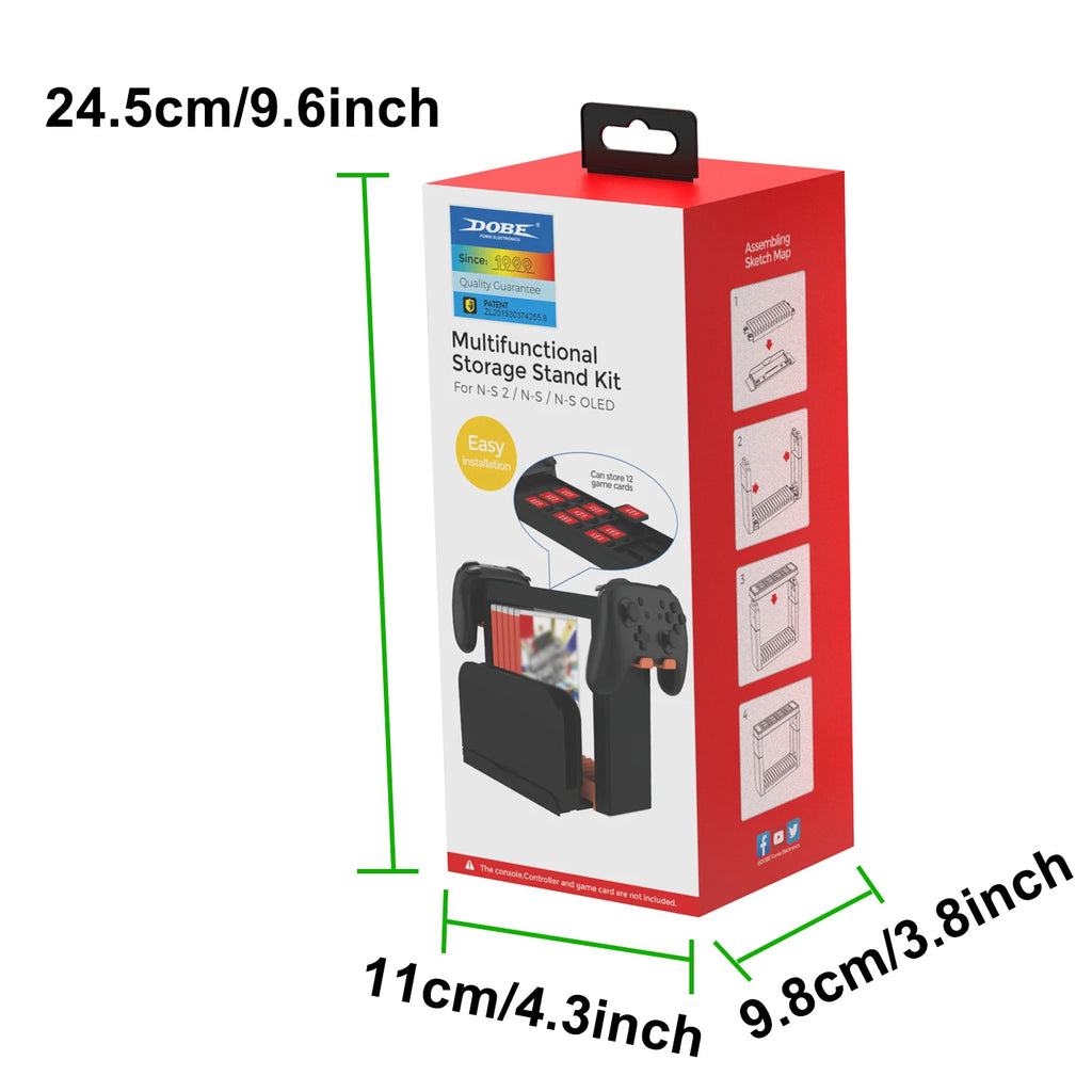 Универсален органайзер за Switch 2/OLED/Switch, поставка за съхранение на игрови карти/дискове/докинг станция за телевизор/конзола/контролер, комплект аксесоари