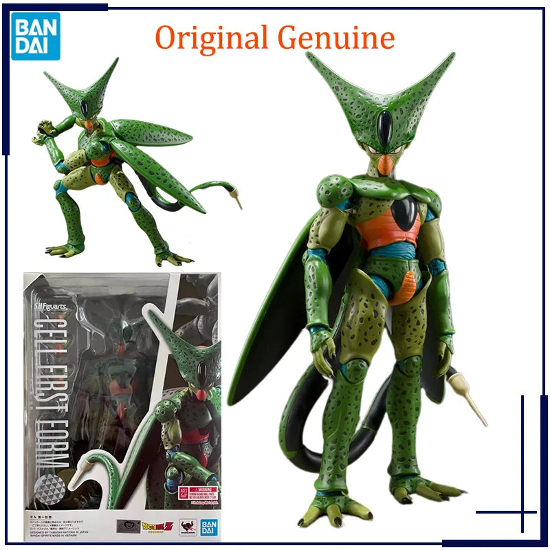 Original Genuine S.H.Figuarts SHF Dragon Ball Cell First Phase Bandai Anime Model Toys Action Figure Gifts Collectible Ornaments