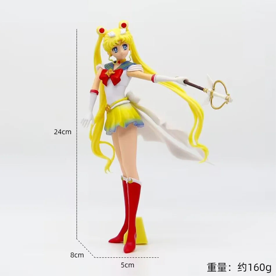 Sailor Moon Figure Anime Cartoon Jupiter Makoto Venus Minako Tsukino Rabbit Doll Toy Little Princess Cake Decoration Ornaments