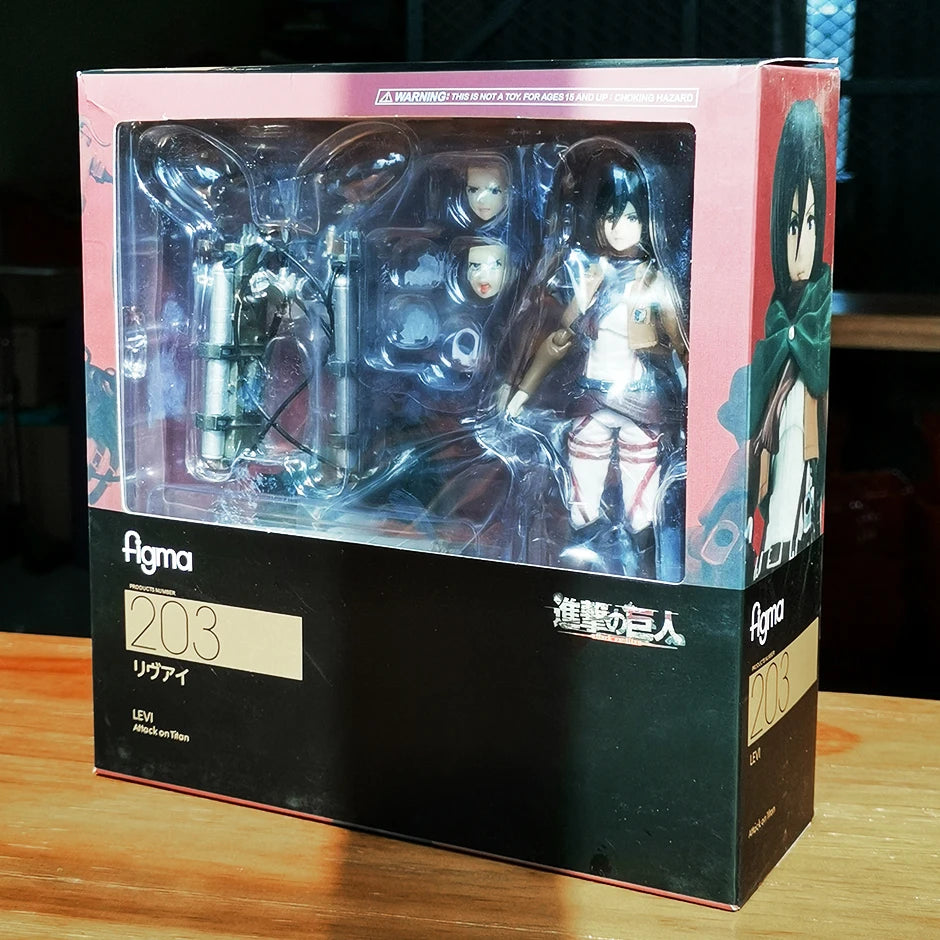 Figma  Eren Jaeger 207 Mikasa Ackerman 203 Levi Ackerman 213 Collection Action Figure Toy Decoration Model