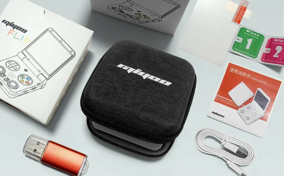 MIYOO Flip V2 Handheld-Spielekonsole 3,5-Zoll-IPS-Bildschirm Retro Kompakte tragbare Spielmaschine für Unterhaltungsspieler unterwegs als Geschenk