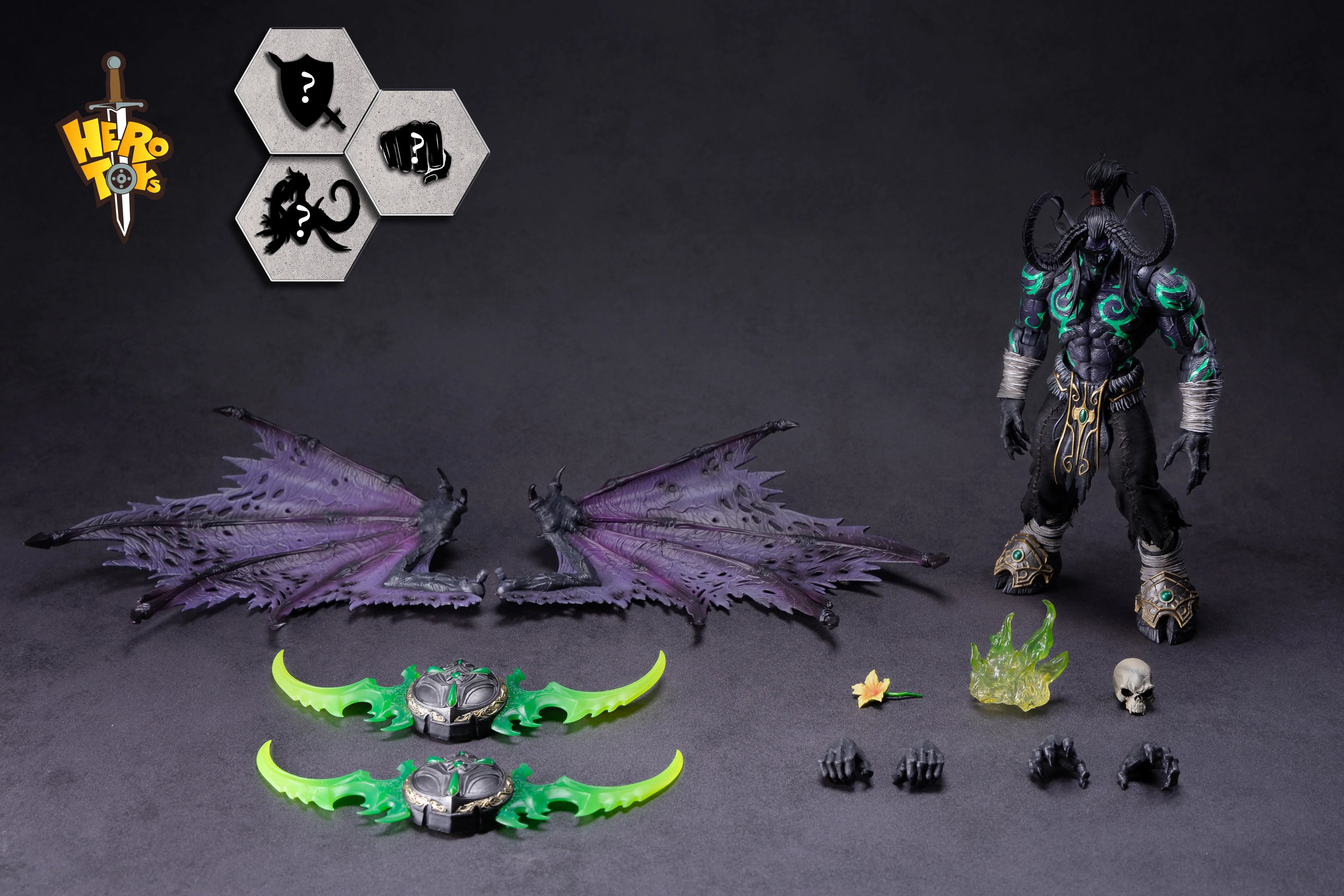 HERO TOYS 1/10 Scale Male Soldier Demon Hunter Black Illidan Stormrage Full Set About 24Cm Action Figure Collectible Model Toys