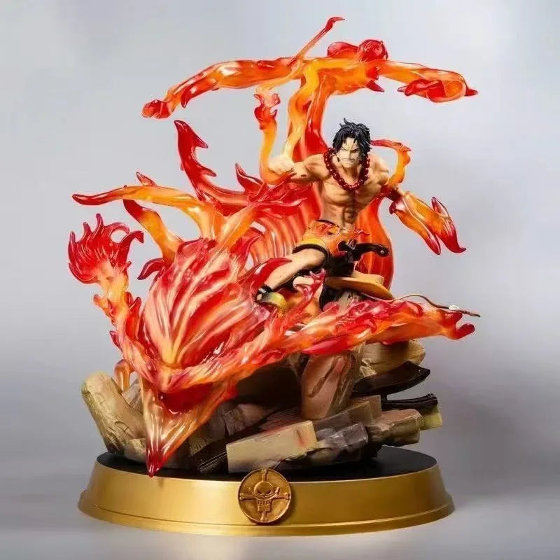 Anime One Piece Portgas D Ace Fire Fist GK Figure Marineford Battle Collectible Statue Resin Model Desktop Decor Gift