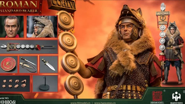 HHMODEL&HAOYUTOYS HH18061 1/6 Scale 12'' Male Imperial Legion Rome Flag Bearer Action Figure for Collectors in Stock