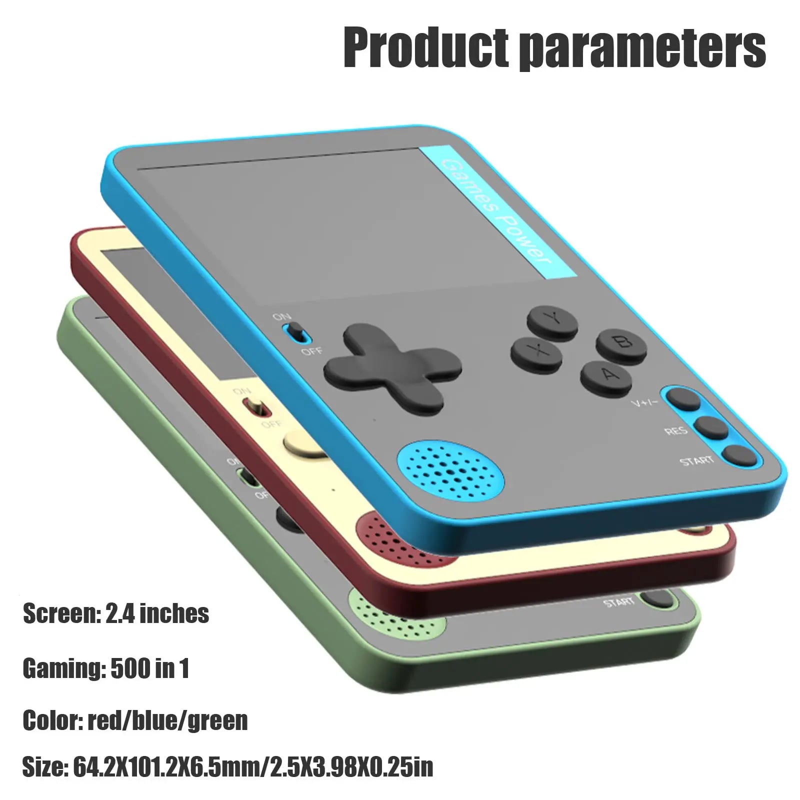 k10 Dünne Handheld-Spielkonsole 2,4 Zoll 500 klassische Spiele für Kinder und Erwachsene Ultra-Retro-Spielmaschine Tragbarer Taschenspiel-Player
