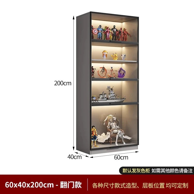 Customized Bookcase Glass Door Dust-proof Bookshelf Figure Lego Model Display Home Living Room Display Wine Cabinet Transparent