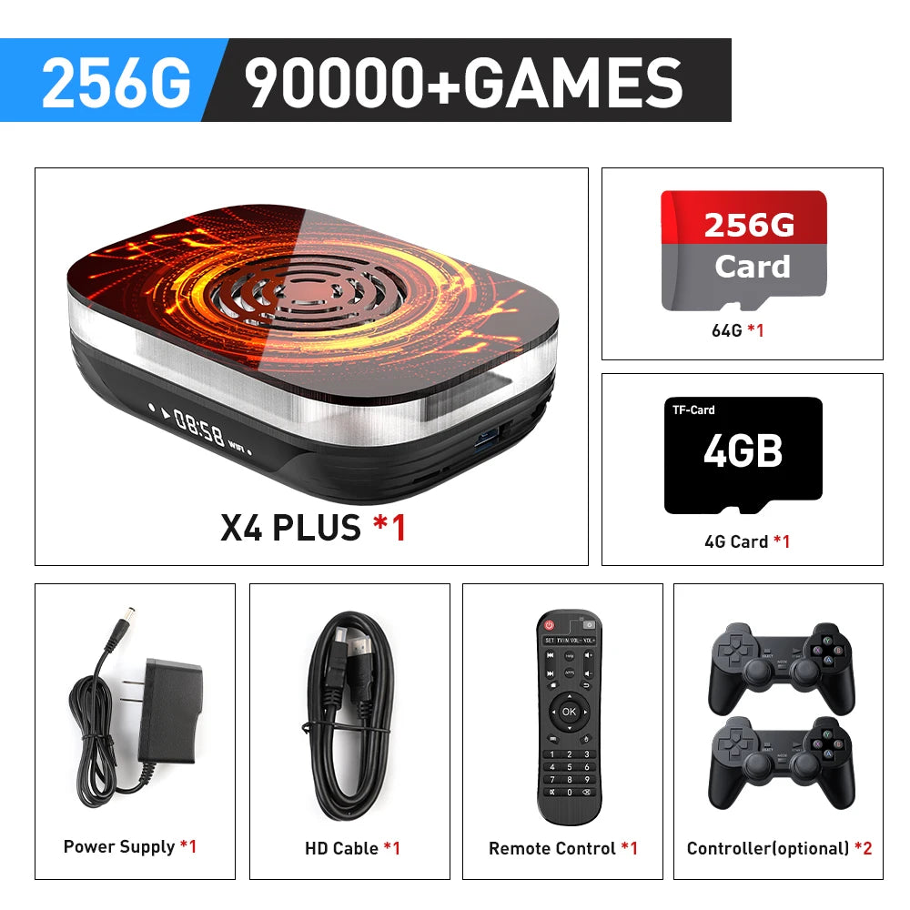 KINHANK Amlogic S905X4 Retro Video Game Console Super Console X4 Plus 90000 Game for 60+ Emulator Arcade/MAME/NAOMI Game Console