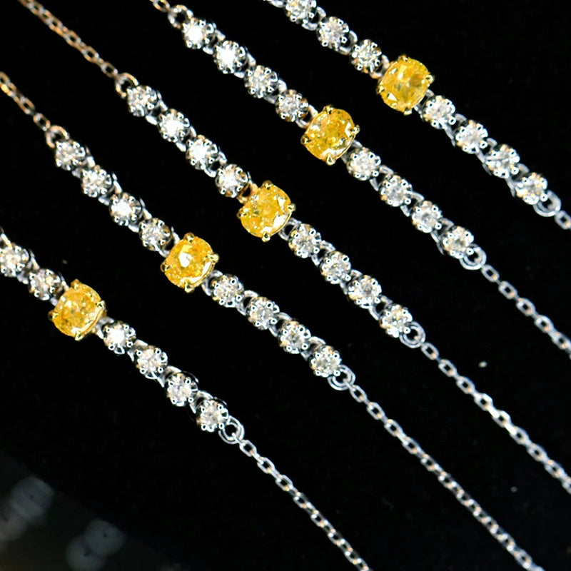 Aazuo Echt Gelb Weiß Diamanten 18K Gold Klassische Tennis Armband Gehobenen Trendy Senior Party Senior Anpassen Edlen Schmuck