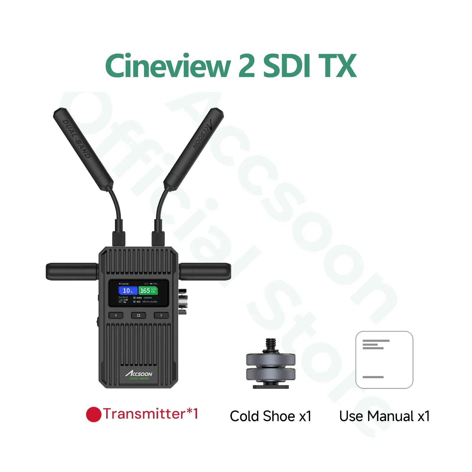 Accsoon Cineview 2 SDI Drahtlose Videoübertragung SDI UVC Livestreaming Bis zu 4 Geräte 450 m Reichweite 0,05 s Latenz Dualband HDMI