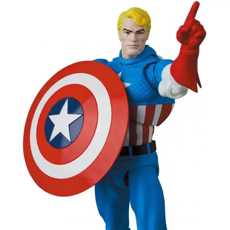 6 Inch Genuine MEDICOM TOY Marvel Captain America MAFEX Action Figure Articulated Collectible Model With Shield Toy