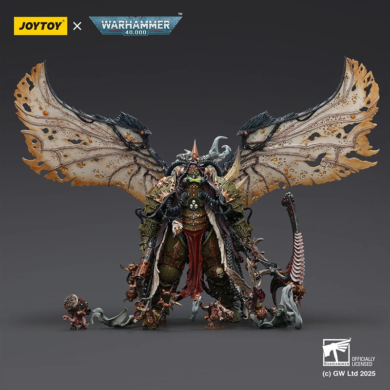 JOYTOY 1/18 Action Figures Mortarion Daemon Primarch of Nurgle with Ancient weapons‘The Lantern' and ‘Silence' Collectible Toys