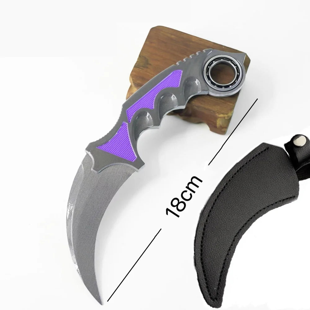 18 см игрален брояч, въртящ се, периферен, метален, модел, пурпурна мрежа/черна ламинирана дъска/градиентен цвят, нож с нокът, безопасен за играчки