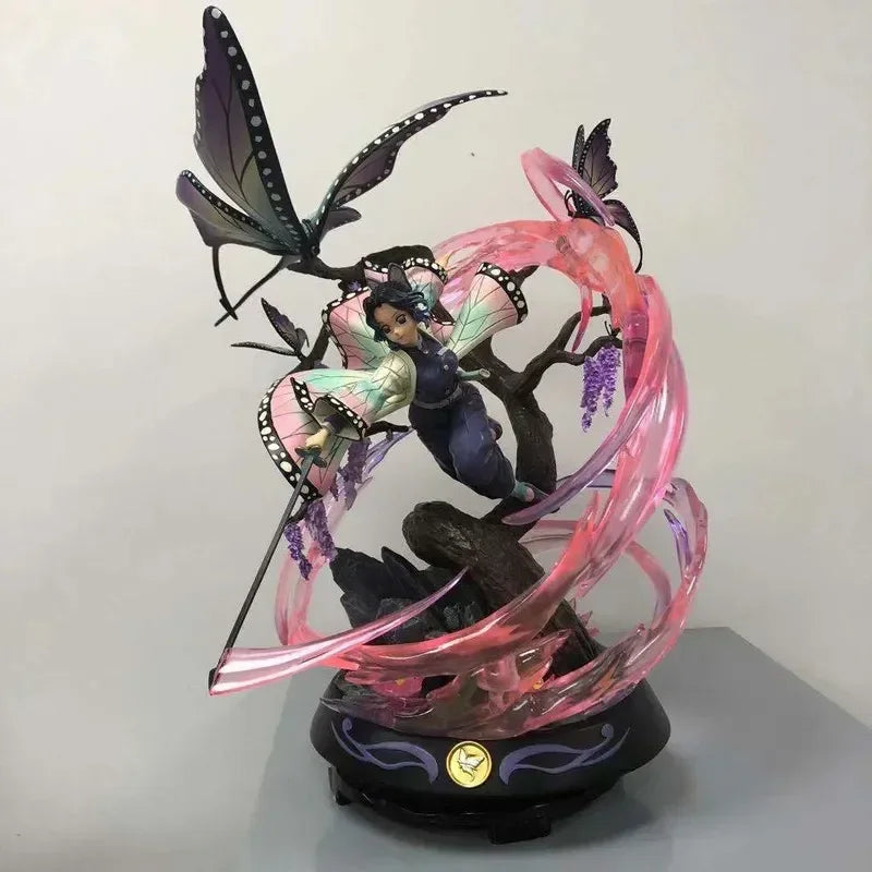 33cm Demon Slayer Kochou Shinobu Gorgeous Special Effects Fighting Posture Statue Animation Model Collection Ornaments Gifts