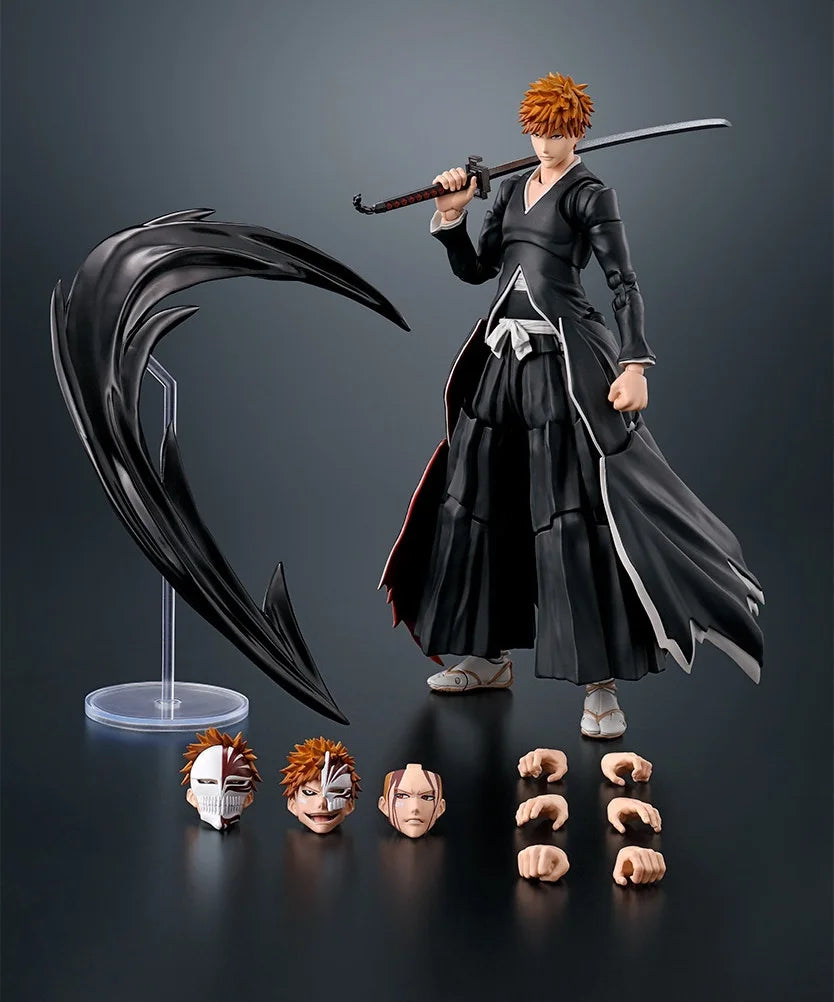 Original Bandai Shf Bleach Ichigo Kurosaki Hollowfication Getsuga Tenshou Action Figure Collectible Ornament Toy Gift In Stock