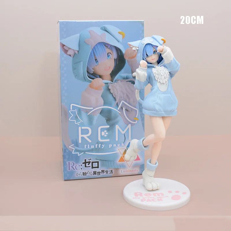 Anime Re:Zero kara Hajimeru Isekai Seikatsu Rem Figure Model Ram Puck Starting Dresses PVC Emilia Collection Gift Toy