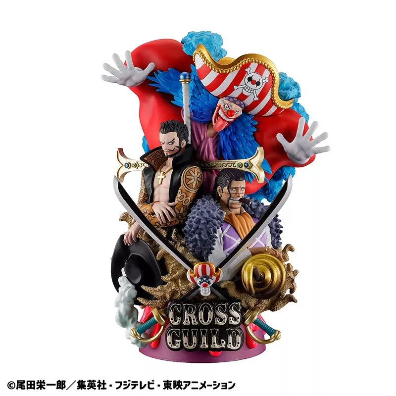 MegaHouse Original ONE PIECE CROSS GUILD Dracule Mihawk Sir Crocodile Buggy Anime Figures Action Model Toys