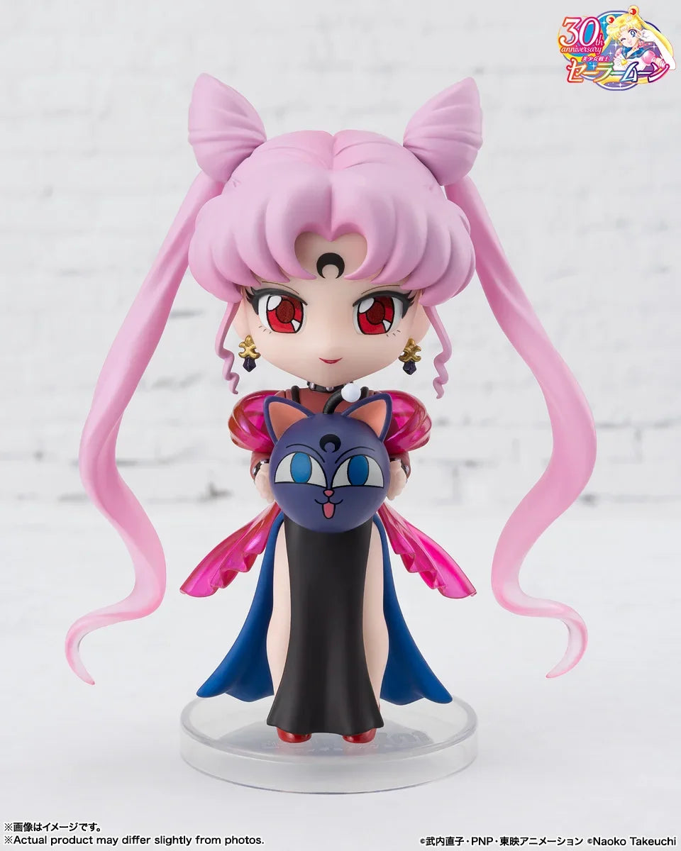 Original Bandai Figuarts mini Black Lady Sailor moon Crystal Star Compact Edition Anime Figure PVC Q Version Cute Model Toys