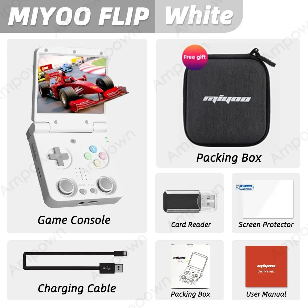 MIYOO FLIP V2 Handheld-Spielkonsole 3,5-Zoll-IPS-Bildschirm Linux OS Onion OS Retro-Videospielkonsolen Kostenlose Aufbewahrungstasche Spielergeschenke
