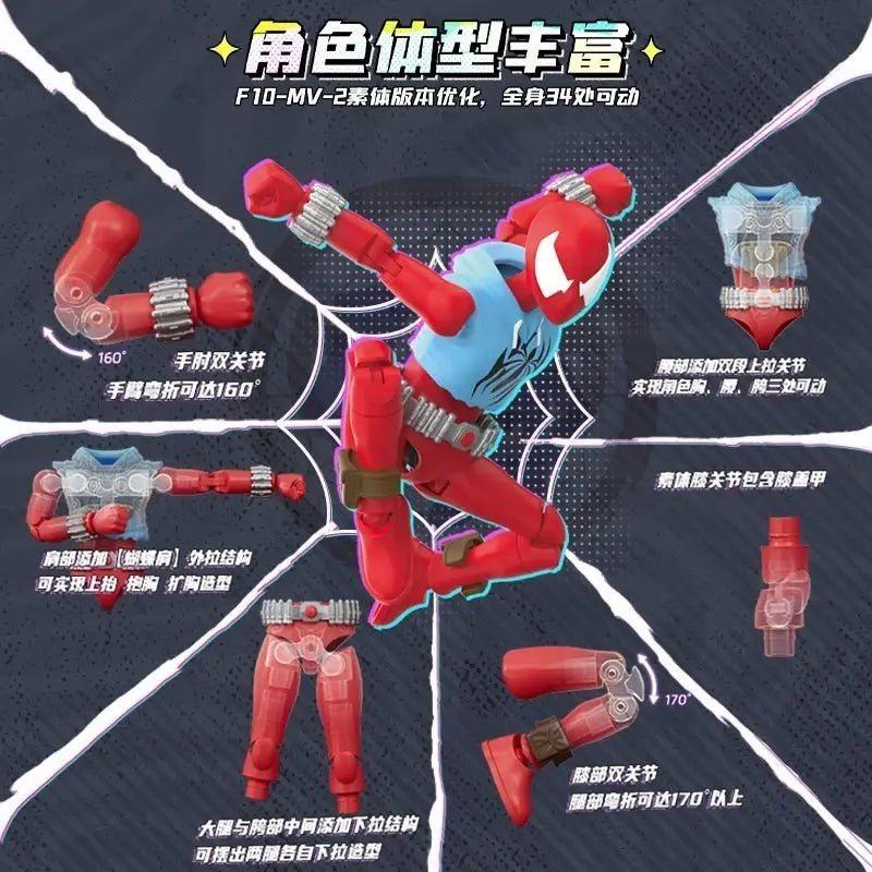 BLOKEES Spider-Verse Spiderman Action Figure Galaxy Version 6 Punk Spider Man Anime Figure Collection Model Ornament Toys Gift